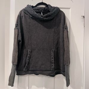 Free People Crochet cowl neck pullover sweatshirt